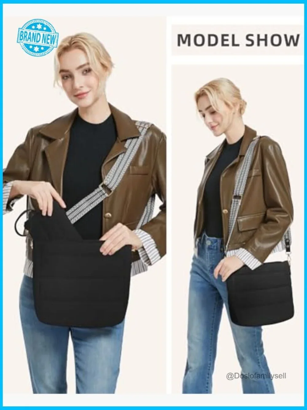 Puffer Quilted Crossbody Hobo Bag with Detachable Straps and Coin Wallet